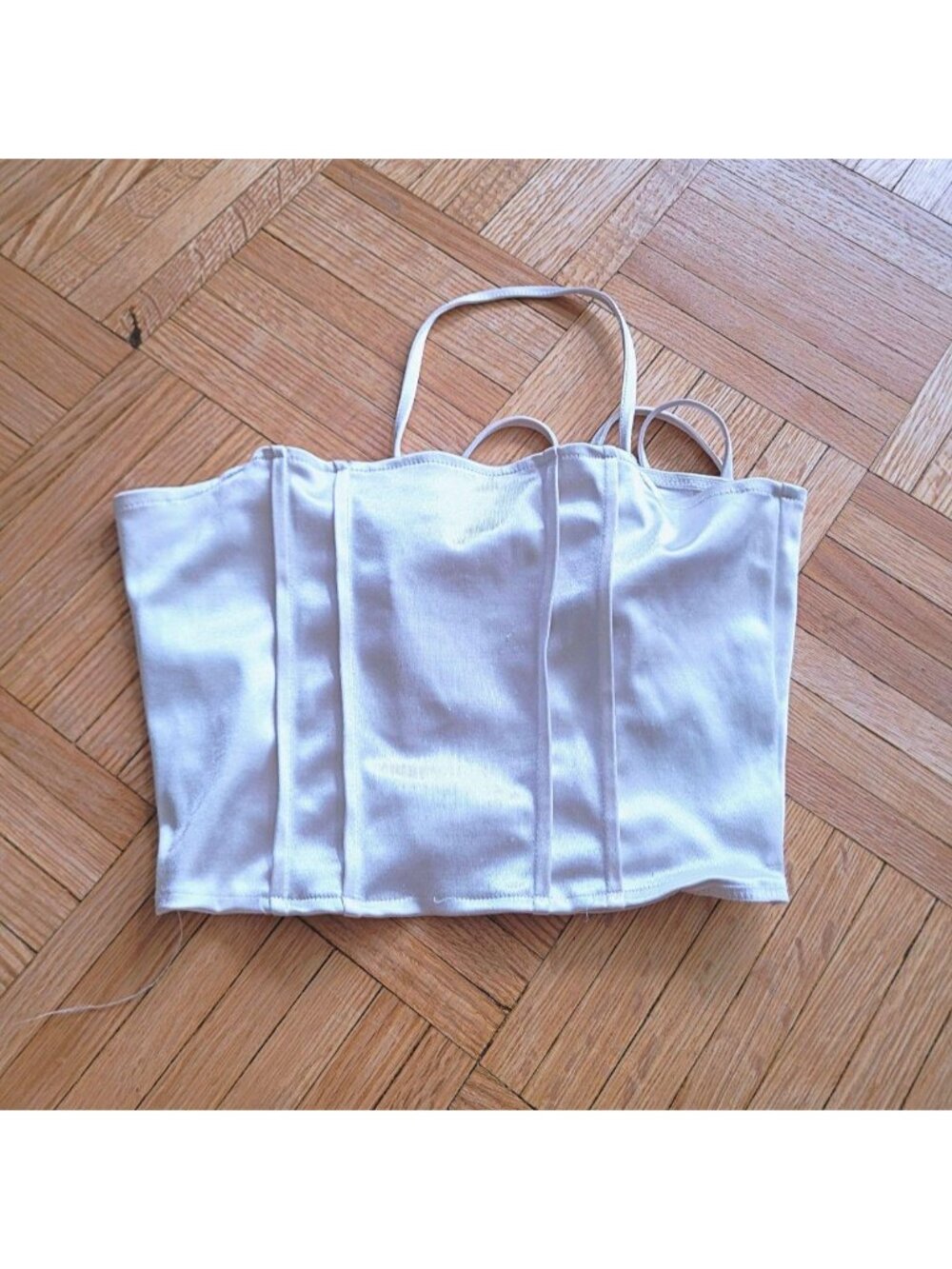 H&amp;M Coquette Corset Style Silk Finish White Strapless Tube Top (XS)